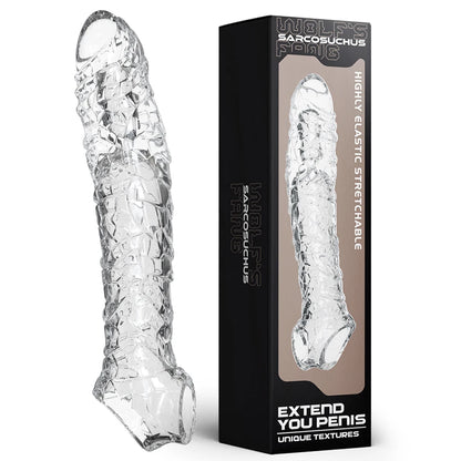 Penis Extension Sleeve Vibration Extend Adult Sex Toys Reusable Penis Sleeve Delay Ejaculation Dick Sleeve Sex toys for Men 18+