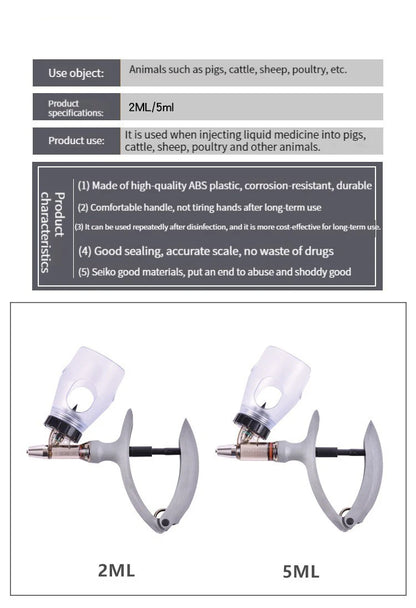 Factory Direct Sales High Quality  Wholesale Price 2ml5ml Insert Bottle Animal Continuous Syringe Pig Beef Sheep Chick