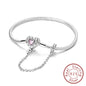 Bracelet Original 925 Sterling Silver Charm Bracelet 17-20CM Love Heart Pave Zirconia Bracelet for Women DIY Charm Jewelry Gifts