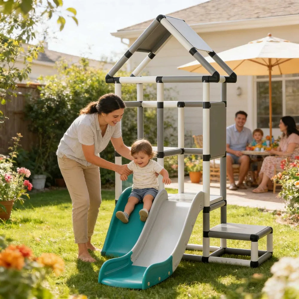 Kids Indoor Climbing Frame With Slide For Sensory Training And Intellectual Development Play Equipment