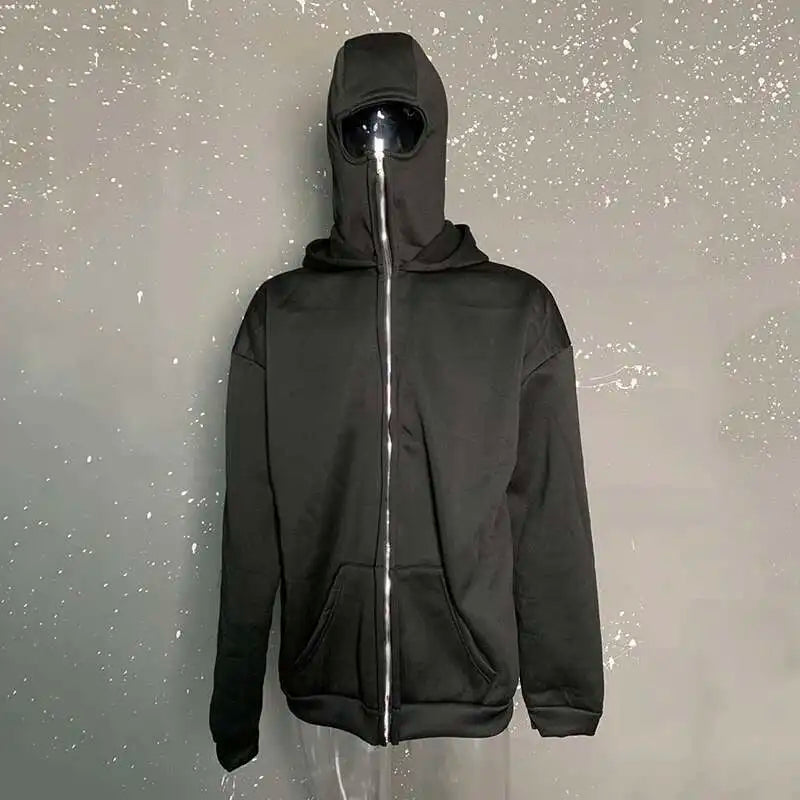 Unisex Plain Hooded Zip Up Sweatshirt Autumn Winter Ins Style Couple Matching Pullover Jacket