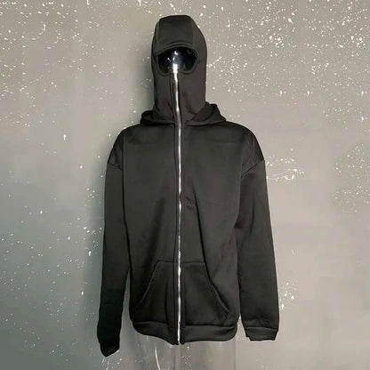 Unisex Plain Hooded Zip Up Sweatshirt Autumn Winter Ins Style Couple Matching Pullover Jacket