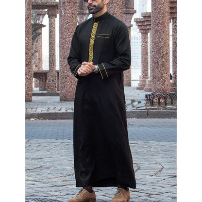 New Muslim Traditional Men's Robe Multi Colored Elegant Ethnic Embroidery Men's Robe Simple Casual Loose Robe
