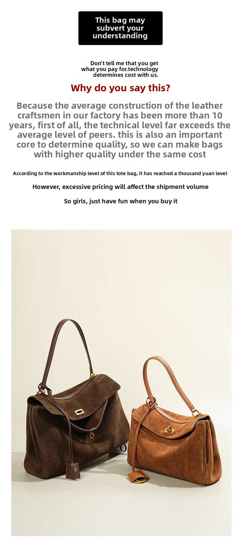 Large Capacity Autumn Winter Suede Leather Tote Bag Frosted Cowhide High-Grade Shoulder Bag for Women