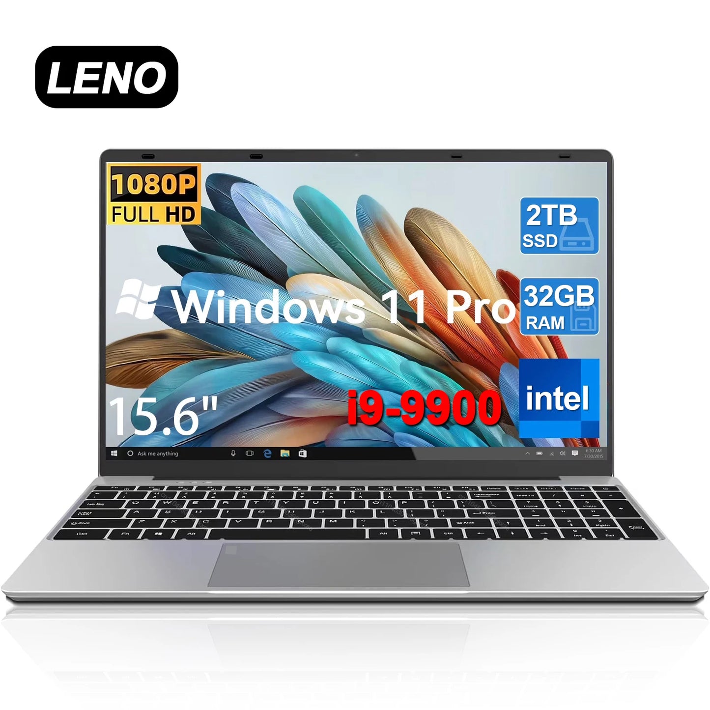 2026 LENO 15.6" Laptop Windows 11 32GB 2TB Intel Core i9 9900 1920*1080 HD Gaming Computer PC Gamer office Ultra Slim Notebook