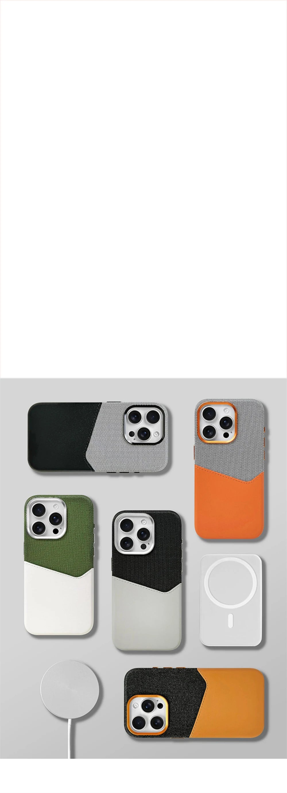 Card Holder MagSafe Leather Case For iPhone 17 Pro Max 16 15 14 Plus 13 12 Pocket Wireless Charging Alloy Lens Hit Color Cover