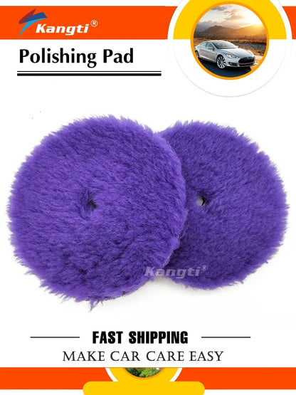Kangti 5"(125mm)/6"(150mm) High Density Lambs Wool Polishing Pad for Car Waxing Buffing Finishing