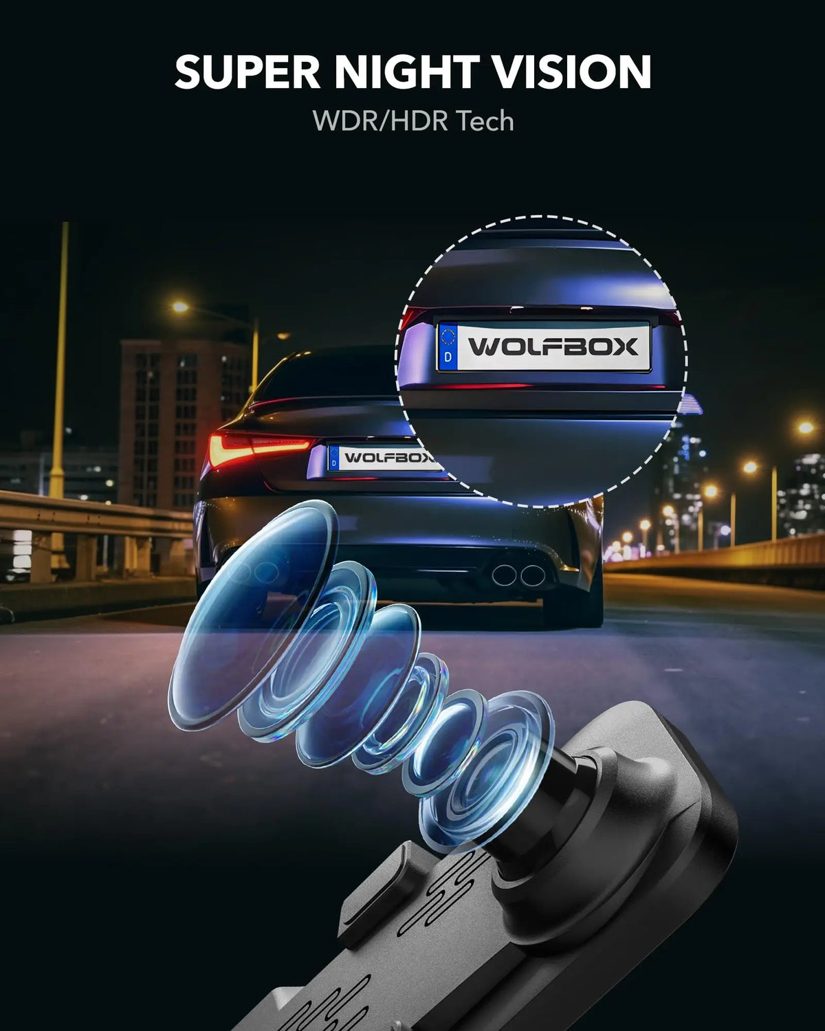 WOLFBOX G840S 12"IPS Dash Camera 4K Rearview Dash Cam GPS Video Recorder Night Vision HD Dual Cameras Car Dvr Parking Monitor