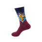 1 Pair Van Gogh Starry Night Cotton Socks Women Men Mona Lisa Oil Painting Retro-classical Series Skateboard Casual Couple Socks