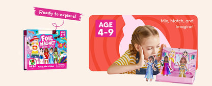 Joyfy Foil Magnet Dress-Up Kit 2-in-1 Fashion DIY Craft for Kids Paper Dolls Travel Activity Birthday Gifts with Display Box