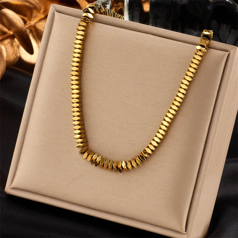 XIYANIKE 316L Stainless Steel Necklace for Women Gold Color New Trends Exquisite Chic Charming Birthday Fashion Jewelry Collier