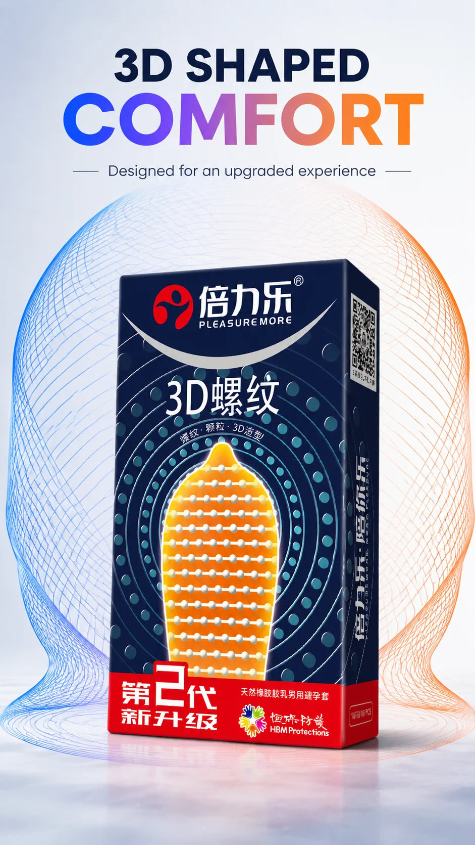 3D Ribbed Condoms 10pcs-50pcs Textured Studded Natural Latex Lubricated Men Extra Stimulation Smooth Silky Wet Sensation Beilile