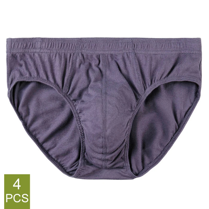 4 Pcs/Lot Men's 100% Cotton Breathable Briefs Comfortable Male Underwear Lingerie Panties Underpants Plue Size Xl -5Xl