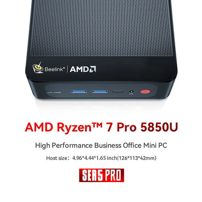 Beelink SER5 Max AMD Ryzen7 7735HS SER3 R3 3200U R5 5500U 5625U DDR4 16G RAM 500G Mini PC Support WiFi6 Type-C Desktop Computer