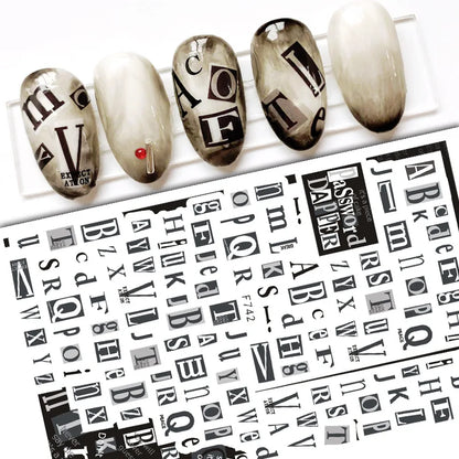 Black and White Love Flowers Line Art 3D Stickers Nail Decals Nail Art Accessories Butterfly Rose Nail Stickers Nail Sliders