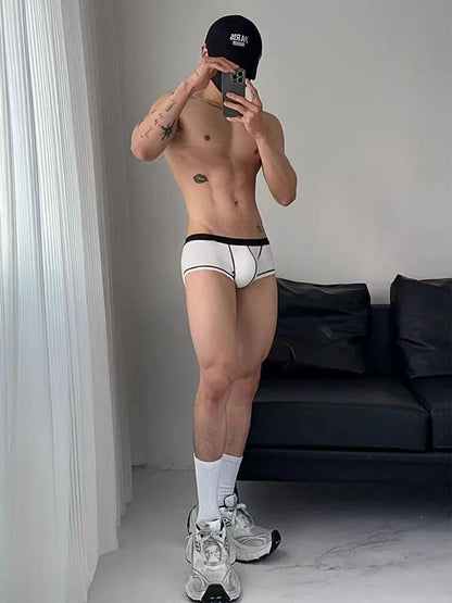 Large-bag personalized design men's underwear, sweat-absorbing, thin, breathable, U-convex four-corner men's underwear