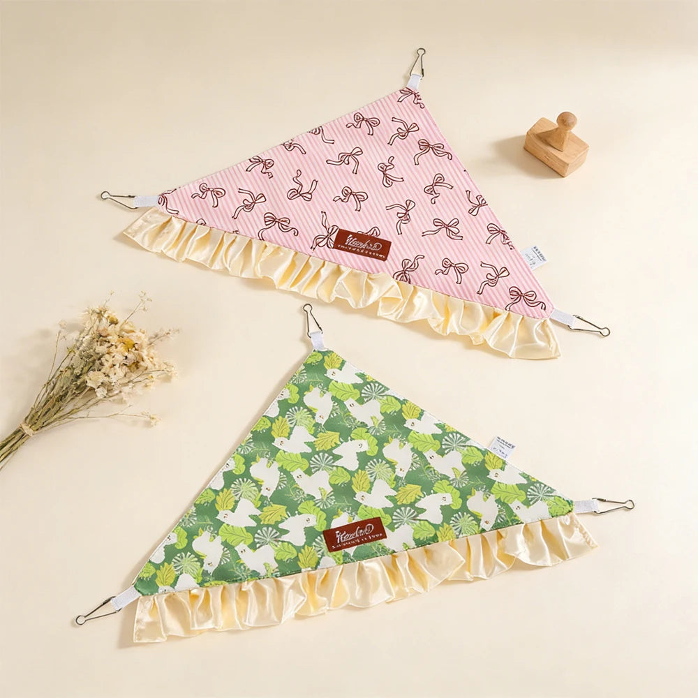 1 PC Triangle Small Pet Hammock Guinea Pig Bed Hanging Corner Hideout for Pet Hamster Bird Squirrel Breathable Lace Nest Supply