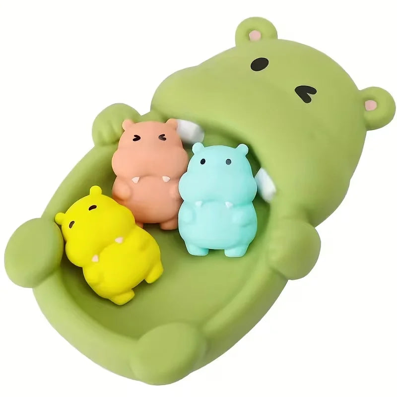 Baby Bath Toys Floating Hippo Seal Animal Family Water Play Set Toddler Bathtub Shower Fun