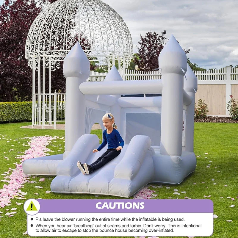 9FT White Wedding Inflatable Bounce House With Slide Bouncy Castle For Kids Jumping Party Game Trampoline With UL Blower Outdoor