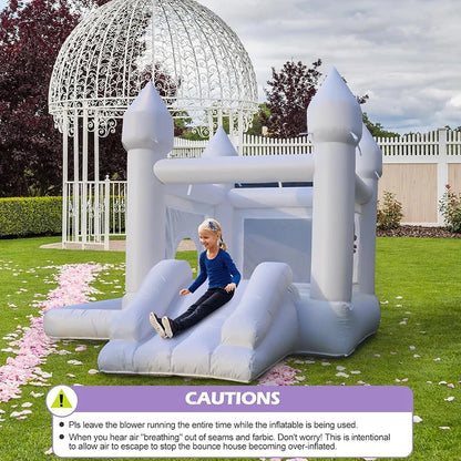 9FT White Wedding Inflatable Bounce House With Slide Bouncy Castle For Kids Jumping Party Game Trampoline With UL Blower Outdoor