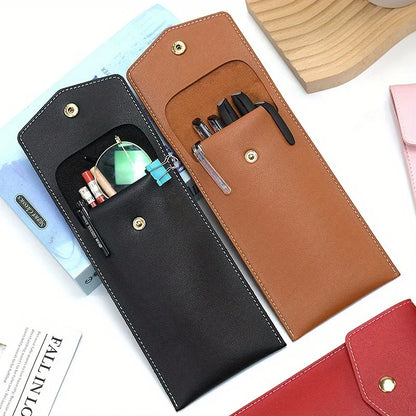 PU Leather Pencil Case Storage Bag Student Glasses Portable Stationery Bag Large-capacity Business Office Pen Storage Bag
