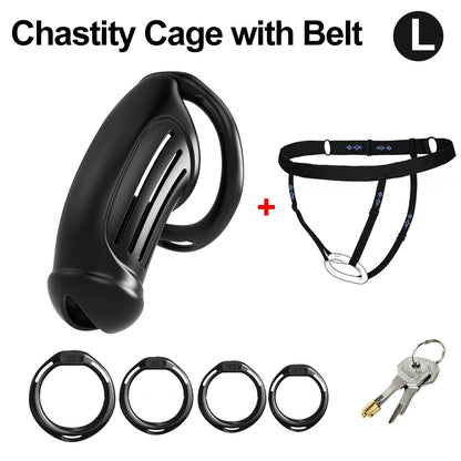 Sex Toys Male Chastity Cage with 4 Sizes Rings And Invisible Lock for Penis Bondage Cock Cage Chastity with Elastic Belt SM Toy