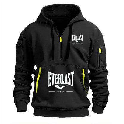 Fashion autumn and winter men's brand clothing multi-zipper design printed hoodie casual sweatshirt loose hooded jumper