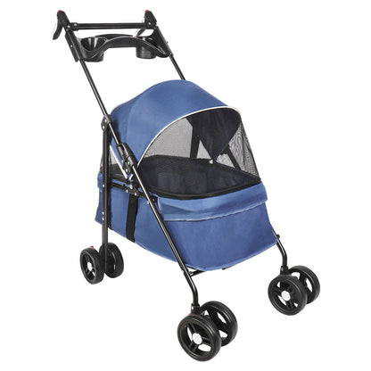 2-in-1 Folding Dog and Cat Stroller/Puppy Cart with Removable Bassinet, Pet Travel Stroller for Dogs Up to 10 kg, Steel, 50 x 70 x 95 cm