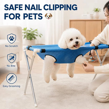 Pet Grooming Hammock Stand Foldable Cat Dog Bathing Rack Quick Dry Mesh Nail Trimming Holder for Small Medium Pet
