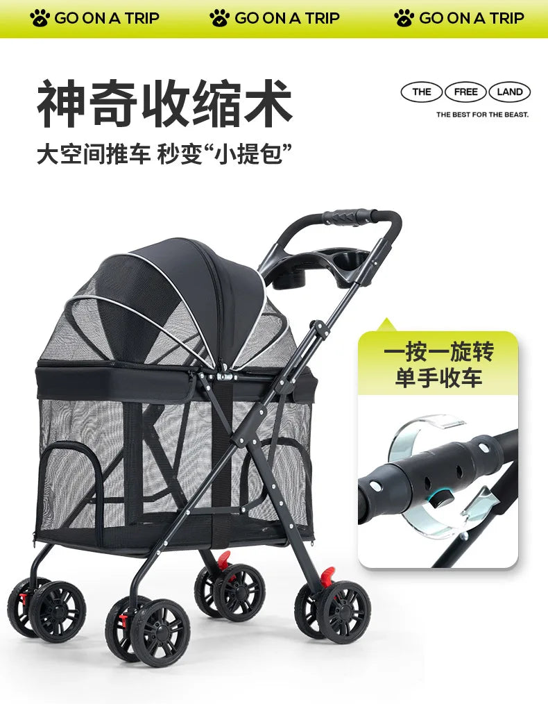 Medium and Large Dog Multi-functional Pet Cart Outdoor Travel Large Walking Dog Cart Portable and Foldable