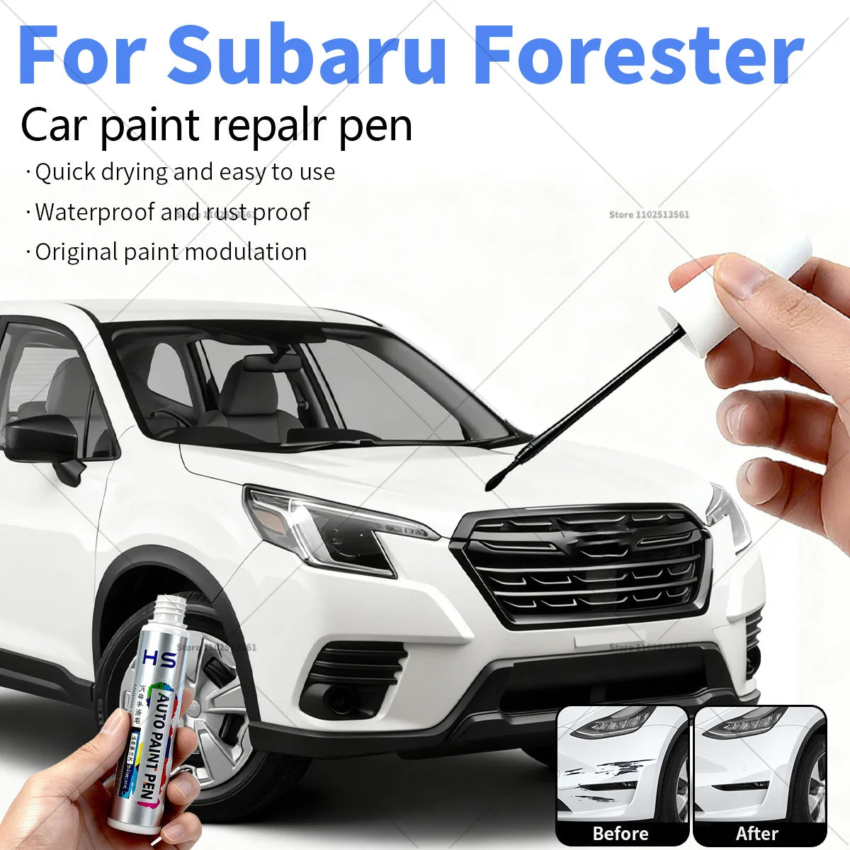 For Subaru Forester Car Paint Repair Pen Touch Up Scratch Remover DIY Auto Accessories Black White Blue Red Silver Bronze Green