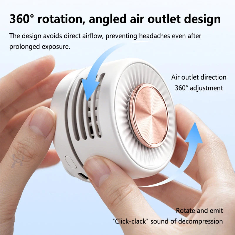 Lenovo Portable Bladeless Clip Fan 360° Rechargeable Mini USB Desk Fan Small Cooling Fan for Outdoor Travel Office