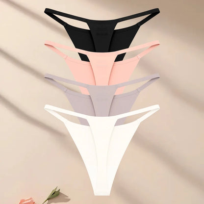 4PcsSet Seamless Ultra-thin Underwear Women Sexy Thin Belt Panties Female High Stretch Thongs Girls Breathable G-String Lingerie