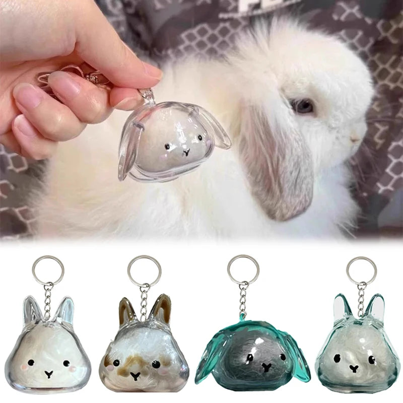 Rabbit Hair Storage Box Pendant Keychain Pet Hair Keepsake Box Pet Memorial Collection Box Bag Pendant DIY Decoration Gift