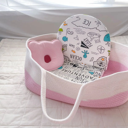 Ins Newborn Hand Basket Cotton Rope Woven Crib Baby Cradle Portable Outdoor Sleeping Infant Accessories Photography Props Gifts