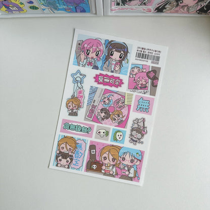 Cute Sweet Cool Japanese Shibuya Girl Sticker Korean Kawaii Cartoon Y2k Stickers Hand Account Diary Scrapbook Decorative Sticker