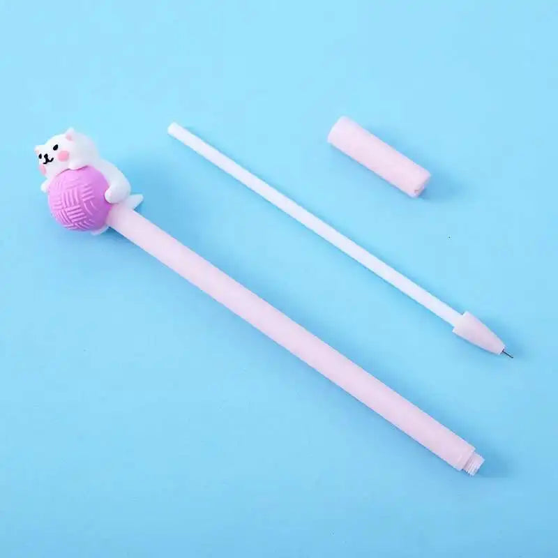 1 Pcs Lytwtw's Cute Creative Cat Gel Pen Cartoon Kawaii Stationery Office School Supplies sweet pretty lovely cartoon Handles