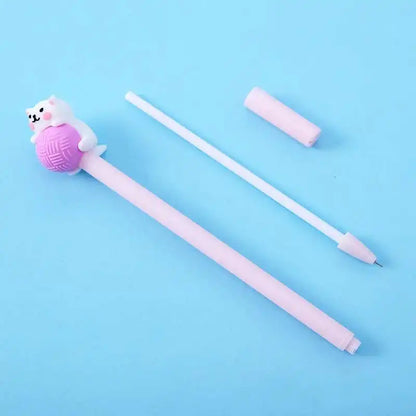1 Pcs Lytwtw's Cute Creative Cat Gel Pen Cartoon Kawaii Stationery Office School Supplies sweet pretty lovely cartoon Handles