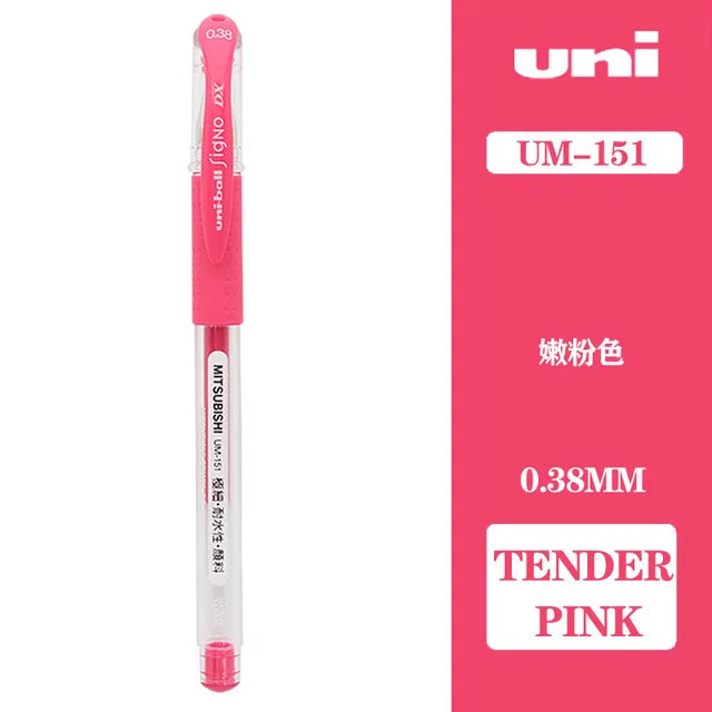 Japan Uni UM-151 Gel Pen 0.38mm Bullet Tip Writing Smooth Student Notes Special School Supplies 20 Colors Available Stationery