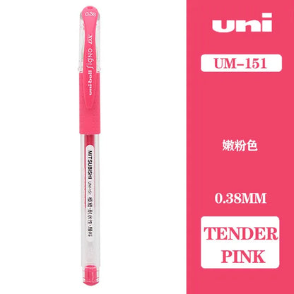 Japan Uni UM-151 Gel Pen 0.38mm Bullet Tip Writing Smooth Student Notes Special School Supplies 20 Colors Available Stationery