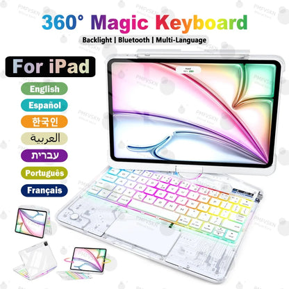 360° Rotate Magic Keyboard For iPad Pro 11 2024 2022 Air 4 5 6 7 For iPad 12.9 13 10th Generation 11th A16 2025 6th 5th 4th Gen