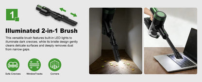 Cordless Vacuum Cleaner,Self-Standing，10-in-1/58Kpa/55Mins Stick Vacuum with LED Lighting Brush Vacuum  for Pet/Hair/Carpet