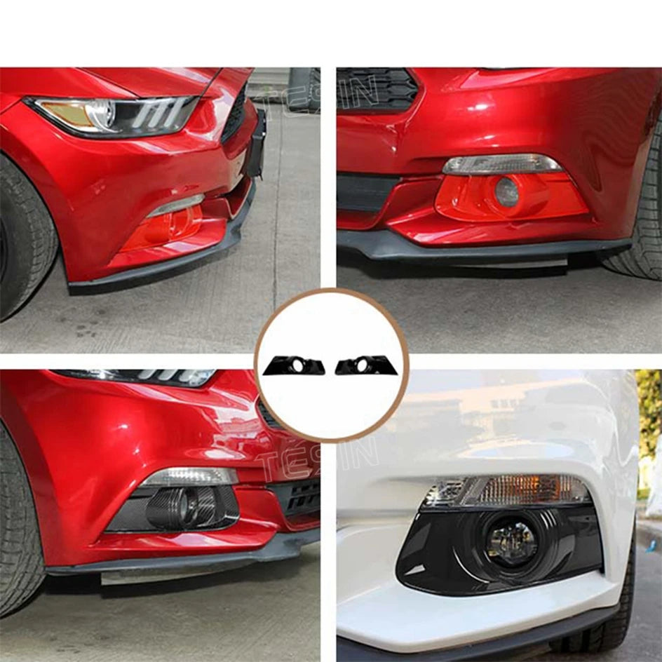 TESIN Car Front Bumper Fog Light Lamp Decoration Cover Trim for Ford Mustang 2015 2016 2017 ABS Lamp Hoods Exterior Accessories