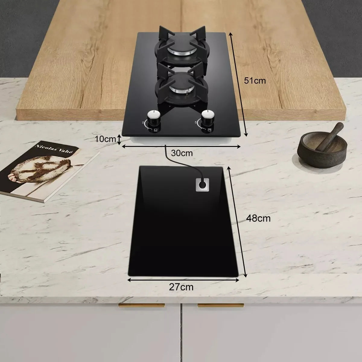 Topstrong 2 Burner Ceramic Glass Built-in Hob Natural Gas Propane Gas Hob YYEUGCT-B02