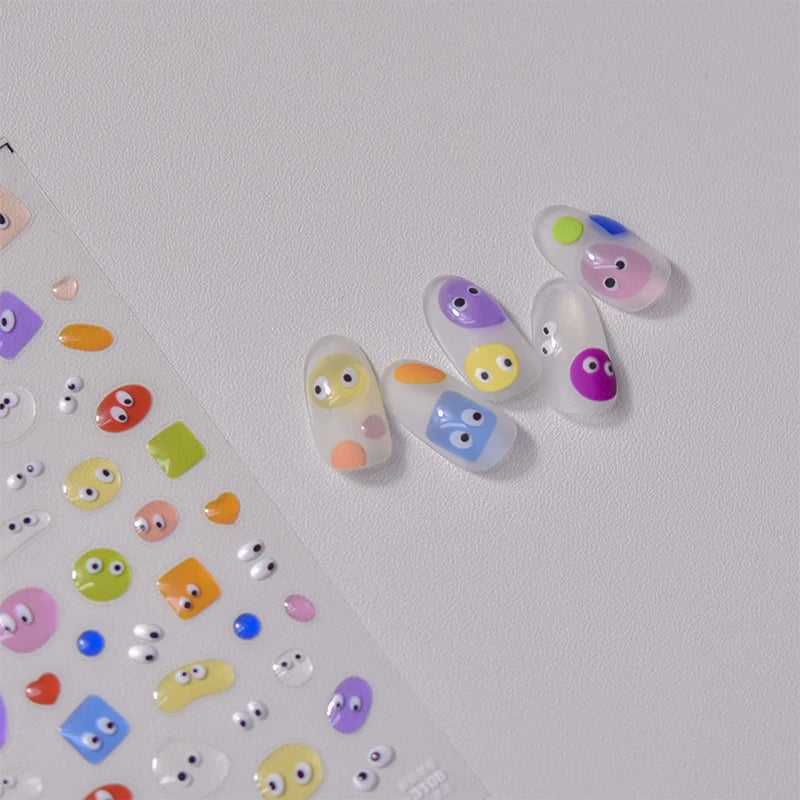 Line Flower Powder Blusher Love Heart High Quality Jelly Series Adhesive Nail Sticker Nail Art Decoration Decals Design T-2830