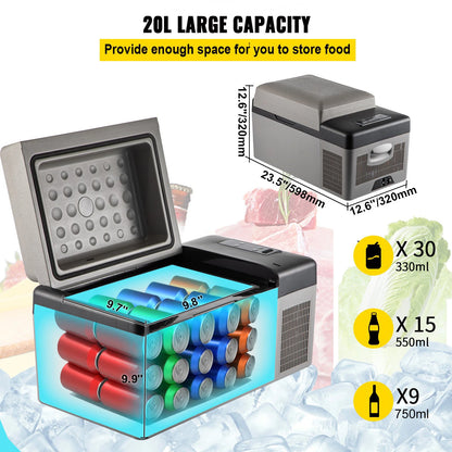 SIHAO Portable Car Refrigerator 15L 20L 30L 35L 40L 45L 50L 55L Compressor Fridge Freezer 12V 24V DC 110-240V AC Dual Use Vehicle Home for Camping Travel Outdoor
