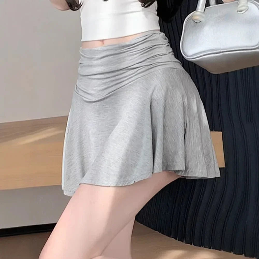 Sweet Flared Mini Skirt Fashion Versatile Black Low-Waisted mini Skirts Girls Tennis Dance Sports Short Skirts Summer Skirts