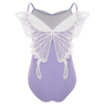 New Girls Ballet Leotards Kids Child Sleeveless Fairy Butterfly Wing Hollow Stitching Gymnastics Leotard Professional Stage Wear