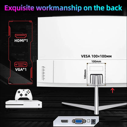 24 Inch Curved 100Hz Monitor Gaming MVA FHD 1080P Computer Display 3000R HDMI/VGA DCR Eye Protect VESA 100*100 2ms Response