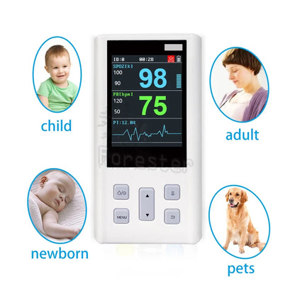 Portable Pulse Oximeter Monitor for Heart Rate and Oxygen Saturation with Veterinary and Medical SPO2  with Memory